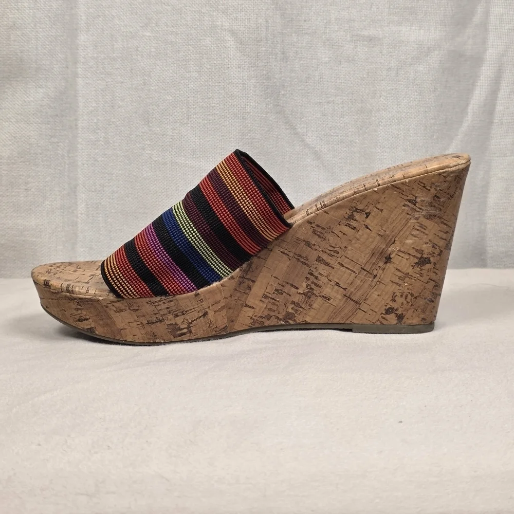 Montego Bay Club Multicolor Cork Wedge Slides Size 8.5